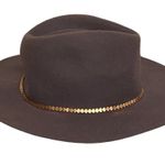 Mocha Brown Fedora Wool Hat with gold trim Photo 2