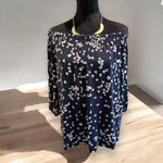 J Jill Wearever‎ Top Womens Size XLP Floral Navy Rayon Spandex Off Shoulder Blue Photo 4
