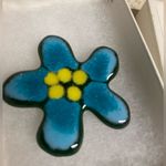 New Handcrafted Floral Glass Art Brooch | Pin | Jan R Mitchell Blue Photo 1