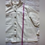 J Jill Beige Cotton /Tencel Contrast Stitching Utility Trucker Chore Jacket Photo 3