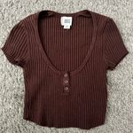 BDG Women's Chocolate Ribbed Crop Top Photo 0