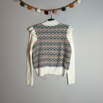 Loft  Geo Jacquard Ruffle Mock Neck Sweater Photo 5
