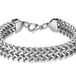 Link Chain Bracelet for Men Women Streetwear Unisex Hip Hop Style Silver Photo 0