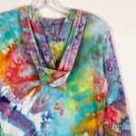 Hanes Womens Small Top Tie Dye Electric Love Hooded Blue Purple Pink Green 252 Photo 6