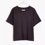Madewell  boxy parkview black henley shirt sleeve shirt Photo 5