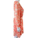 Simply Vera  Vera Wang Coral Floral Chiffon Belted Ruffles Midi Dress Size Medium Photo 3