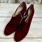 Michael Kors Women Sz 9.5 Red Suede Stiletto Side Zip Booties Shoes Silver Sexy Photo 11