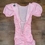 Reclaimed Vintage Pink Gingham Puffy Sleeve Ruched Side Dress Size 2 Photo 8