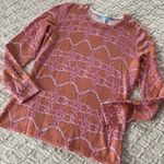 J. McLaughlin  Orange Pink Rope Print Pullover Sweater Medium M Button Sleeves Photo 0