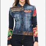 Desigual Jean Jacket Embroidered Art to wear Ceci Azul Size EU42 US10 Photo 1
