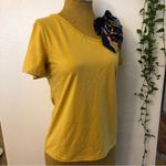 SheIn New Women's yellow t-shirt with ribbons - bow - scarf Photo 2