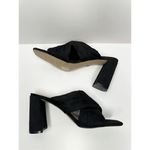 Adrienne Vittadini  Sandals Womens 9.5 Crossover Black Faux Suede Chunky Heels Photo 5