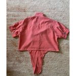 ZARA Red Short Sleeve Tie Front Cropped Shirt Women’s Size M Made in Turkey Photo 4