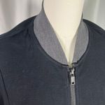 Alfani Black Zip Bomber Jacket‎ Sweatshirt Small Cotton Knit Grey Pockets New Photo 2