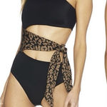 Beach Riot  Carlie Black Cheetah Side Tie One Piece Swimsuit NWOT Size XS Photo 0