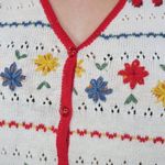 Vintage 90s Gina Peters Cottagecore Floral Cherry Sweater Vest White Photo 3
