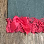 Daisy Corsets NWT Denim With Hot Pink Lace and Bow Trim Corset Black Lace Up Lrg Photo 2