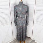 Vintage J.G. Hook Paisley Pleated Skirt Mock Neck Maxi Dress Green Multi 4 Photo 3