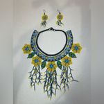 Floral Beaded Necklace bracelet and Earring Set yellow (multicolor) Photo 1