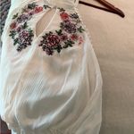 Floral Embroidered Cream Jumpsuit Pink Photo 6
