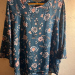 PaperMoon  Floral Teal and Pink Blouse Photo 0
