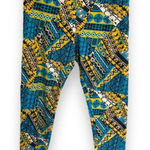 LuLaRoe  Womens Leggings Sz TC Blue Yellow Black‎ White Art Deco 12 14 16 18 Photo 0