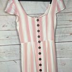 Trixxi • Midi Dress • Striped • White Pink • Medium • Buttons • Sleeveless Photo 0