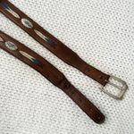 Tony Lama Brown Leather Vintage Western Native Embroidered Concho Belt 40 7699L Photo 6