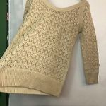 American Eagle NEW NWT Beige Cream Silver Metallic Knit WOOL Open Weave Sweater Photo 7