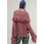 Free People FP One Kinsley Fringe Cowlneck Sweater Pink Combo Sz Small New! Photo 1