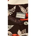 Floral Career Blouse Size S Bora Bora Long Sleeve Pointed Vest Like Hem Coquette Black Photo 3