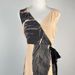 NWT Mint Velvet Beige / Peach Black Feather Pencil Midi TIE Dress US 8 UK 12 Photo 2