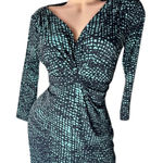 FOREVER 21 Contemporary Small Black Aqua Dot Twist Front mini Dress Size Small Photo 0