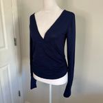 Free People dark blue long sleeve wrap crop top size M Photo 2