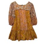 American Eagle Boho Babydoll Dress S Orange Pink Floral Y2K Peasant Cottagecore Yellow Photo 1