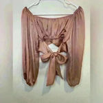 O. Vianca  Women’s Long Sleeves Ruched Wrap‎ Cropped Top Size M Photo 1