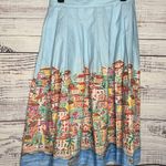 Talbots Poplin Fit Flare Skirt Scenic Riviera Midi Beach Print 2 NWT Photo 1