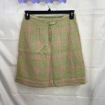 Vintage women's green pink plaid wool satin lined zip skirt speckled medium Photo 4