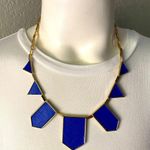 NEW $75 House of Harlow Cobalt Blue Leather Gold Statement Designer Necklace Photo 0