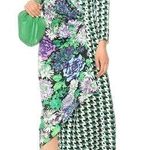 Rixo Betty Floral & Houndstooth Print Wrap Dress Green Size XXS Photo 0