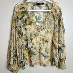 Anthropologie OPT  Coquette Top Sheer See Through S Floral Ruffle Babydoll Boho Photo 0