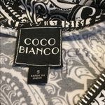 Coco Bianco  Black & White Paisley Zip Front Flutter Sleeve Top S Photo 7
