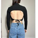 Madewell  Black Cropped Open Back Longsleeve Top Size Small Photo 1
