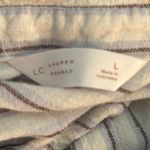 LC Lauren Conrad Womans Blouse Size Large Linen Striped Button Up Ruffle Cuff Photo 6