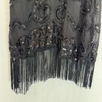 Verty Black Party Dress with Sequins & Fringed Hem Spaghetti Straps 1920’s Flapper LBD Photo 3