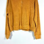 DONNI. Terry Henley Sweatshirt Honey Medium NWT Relaxed Orange Photo 12