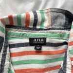a.n.a  A New Approach Shirt Womens Size Large Striped Green Short Sleeve Button Photo 2