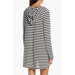 La Blanca π Slouchy Hooded Sweater Cover-Up Tunic Black White Stripes Medium NWT Photo 4
