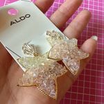 ALDO  earrings beaded white pink gradient maple gold edge embroidered lightweight Photo 1