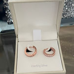 Rachel Ashwell  Cubic Zirconia Rose Gold Sterling Silver Hoops (NWT) Photo 0